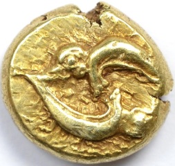 PHOCAEA ELECTRUM COIN WITH PLAYING SEALS