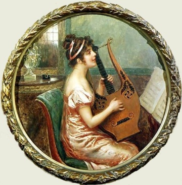 Cesare Saccaggi_Woman playing a lyre