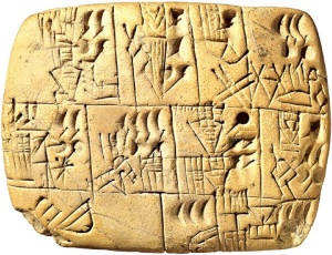 Early writing tablet recording the allocation of beer - Mesopotamia 3100-3000 BC
