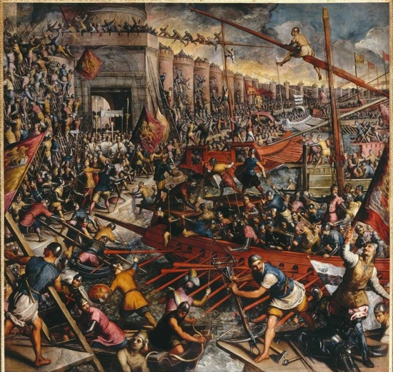 Domenico Robusti called Tintoretto (1560-1635)-'the crusaders' conquest Constantinople in 1204'--Domenico Tintoretto, The Second Conquest ,The Capture of Constantinople in 1204